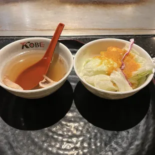Starter soup and salad