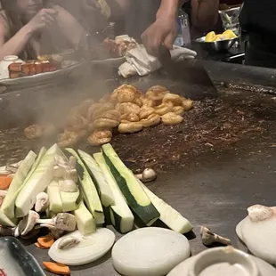 a variety of foods being prepared