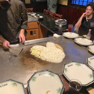 He made a heart with the chicken fried rice