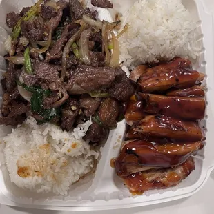 Chicken Teriyaki and Mongolian Beef