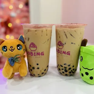 two drinks and a cat