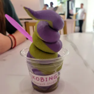 Ube and Green Tea Soft Serve