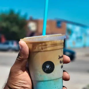 Iced Butterfly Peaflower &amp; Vanilla Latte w/ Oatmilk