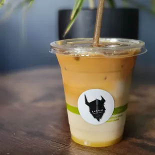 Iced Charcoal Blood Orange Latte