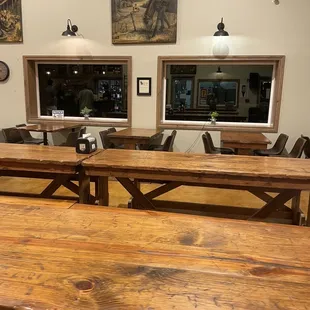 tables and chairs in a large room