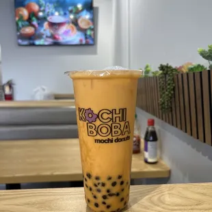 Thai tea with boba