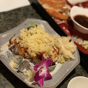 a plate of sushi