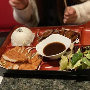 a tray of food