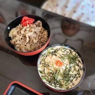 Mentai Udon and Beef Bowl Lunch Set