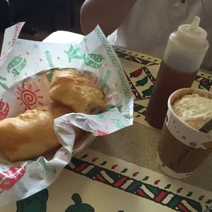 Sopapilla and cappuccino, a great mid day snack