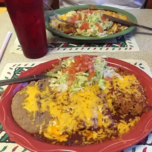 Red chili cheese enchiladas.