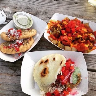 Arepa, empanadas and patatas bravas!