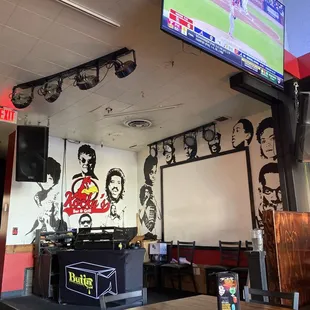 a television and a bar