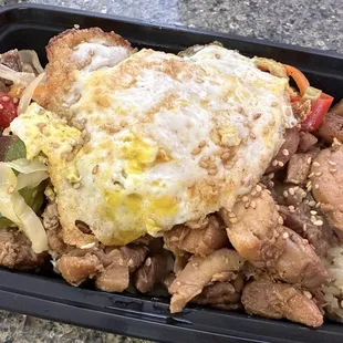 Koko bowl with teriyaki chicken and fried egg