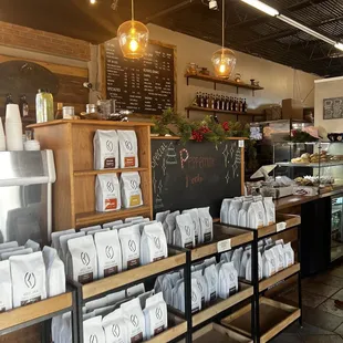 Coffee for sale and register area