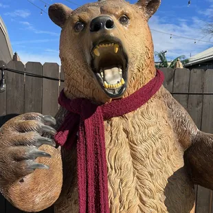 Outside festive bear