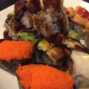 Black Dragon Roll and Masago Sushi