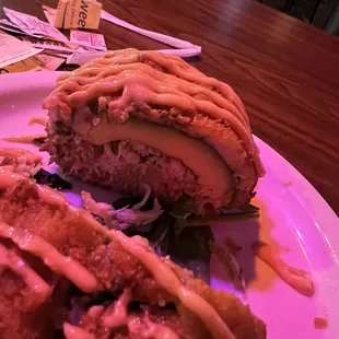 Inside stuffed  avocado- so good