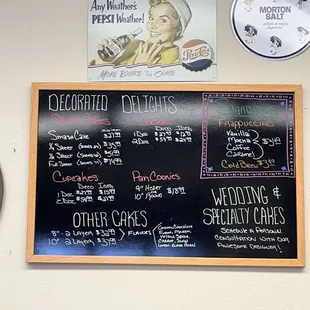 Cake menu