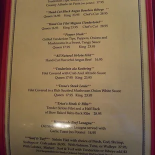 menu