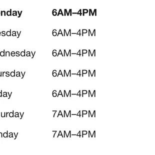 Hours of operation as of 7/2019