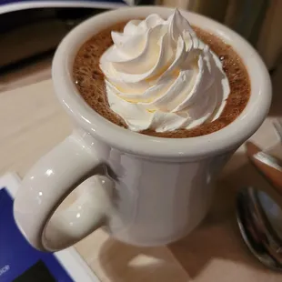 Hot chocolate with thick, housemate Whipped cream..heavenly!