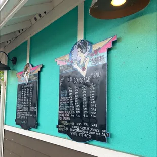 menus on a wall