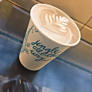 a cup of coffee on a counter