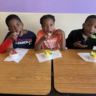 My boys and their friend enjoying water ice on a lovely Saturday afternoon.