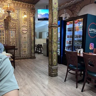 Inside of restaurant, drinks cooler