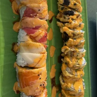 Large American Honey Roll and Large Rainbow Roll