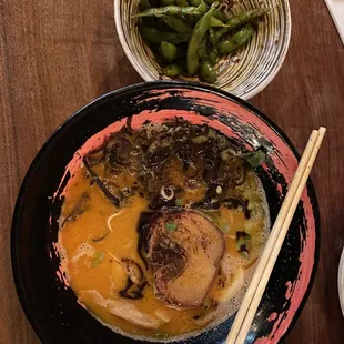 Red Tonkotsu Ramen Spicy Edamame