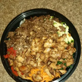 Triple Meat Bowl minus the Pork with Bibibmbap Veggies