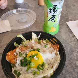 Salmon bowl, added egg