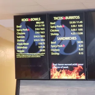 Limited menu