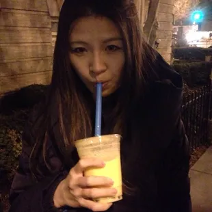 Peach bubble tea - real fruit!