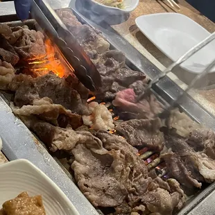 a variety of food being prepared