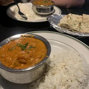 Chicken Masala, Mutton Gosht, and Garlic Naan