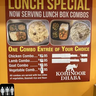 Lunch special pricing as of 10/17/2023