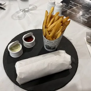 french fries and ketchup