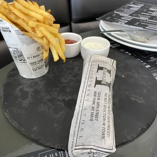 Ji Janab (vegetarian paratha roll) and fries