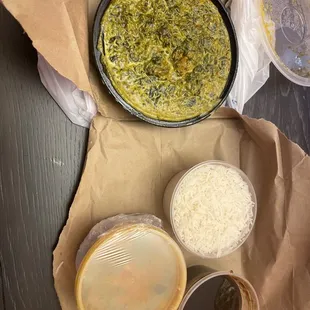 a variety of food items on a table