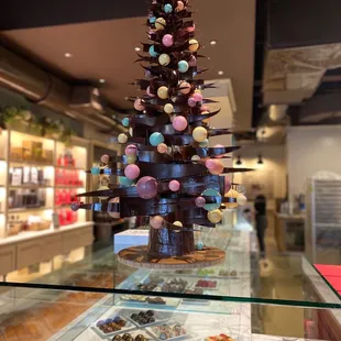 a christmas tree made of chocolates