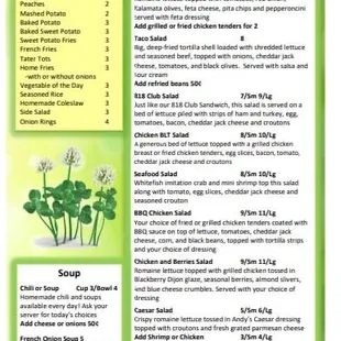 Menu salads &amp; sides