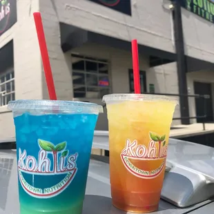 two drinks on a table