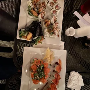 two plates of food on a table