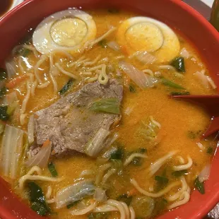 Spicy Miso Ramen Vegetable with Pork Chasu and Eggs