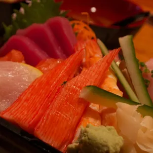 Chirashi at Kohnami in Santa Fe.  Fantastic, except for the fake crab, which was old and doesn&apos;t belong on good sushi.