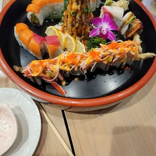 sashimi, sushi, sushi and sashimi, food