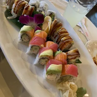 Yummy roll + mango, Cherry Blossom Roll and salmon roll